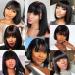 Uolova 10 Inch Black Bob Human Hair Wig with Bangs - 180 Density, Glueless, Realistic Look, HD Lace Front, Brazilian Hair - For Black Women - Buy Online on GoSupps.com