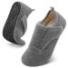 BARERUN Slippers for Women Men Wide House Diabetic Shoes for Women Men Warm Arthritis Edema Swollen Neuropathy Socks Slip on Adjustable Fuzzy Comfy Soft Womens Mens Bedroom Sliipers 11.5-12.5 Women/10-10.5 Men Grey