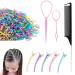 Small Elastic Rubber Bands with Hair Loop Styling Tool Set 1000Pcs Hair Elastics for Girls and Women 2Pcs Topsy Hair Tail Tools 1Pcs Rattail Comb 5Pcs Duckbill Clips for Girls Hair Braids Accessories Type 20