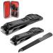longzon Nail Clippers 2 Pack Nail Clipper Set Stainless Steel Nail Cutter Fingernails Toenails Thick Nails Kit for Men&Women - Black