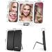 WEILY Portable Travel Makeup Mirror with Lights - 1X 3X 7X Magnification - Touch Control Trifold Mirror - Three Colors Dimmable - Black - Buy Online on GoSupps.com