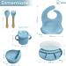 Silicone Baby Self-Feeding Set - Divided Suction Plate, Bowl, and Sippy Cup - Blue - Buy Online on GoSupps.com