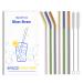 HeykirHome 6-Pack Reusable Glass Straw-Double Colors,Size 8.5''x10 MM,Including 3 Straight and 3 Bent with 2 Cleaning Brush- Perfect For Smoothies, Tea, Juice-(Double Colors)