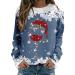 Women's Christmas Sweatshirts Cute Snowman Penguin Print O-Neck Raglan Top Shirt Pullover Comfy Warm Xmas Jumper Winter Long Sleeve Tops Loose Tunic Top Sweaters Z21-blue L