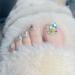 KKUUOO Silver Press on Toenails Square Fake Toe Nails Short False Toenails with Colorful Rhinestone Design Full Cover Artificial Toenails Glossy Acrylic Toenails Summer Stick on Toenails for Women A11