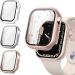 3Pack Tensea for Apple Watch Screen Protector Case Series 8 7 41mm iWatch Protective Face Cover Tempered Glass Film Hard PC Bumper for Women Men Ultra-Thin Guard (41 mm Clear/Silver/Rose Gold) Clear/Silver/Rose Gold for 41mm Only