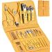 Manicure set Sumwitum nail care kit 16 PCS Nail Clippers Pedicure Kit Stainless Steel Professional Tools with Leather For Women/Men/Friends and Parents Gifts (Yellow)