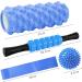 Frasheng 5-in-1 Fascia Roll Set | Foam Scooter Massage Roller Stick Fascia Ball Resistance Tapes & Storage Bags | Blue Foam Roller for Muscle Training - Buy Online on GoSupps.com
