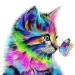 DIY Diamond Painting Kits Full Round Diamond Drill Colorful Butterfly Kiss Cat 5D Gem Art and Craft Puzzle Embroidery Jewel Painting for Wall Decor and Gift 11.8x11.8 inch A1 white butterfly kiss cat