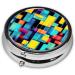 Square Geometry Round Pill Box Organizer | 3 Compartment Portable Travel Pill Box for International Shipping - Buy Online on GoSupps.com