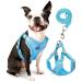 Rennaio dog harness No Pull adjustable puppy dishes with 2 linen clips ultra breathable padded chest harness and leash set for small and medium-sized dogs (sky blue m) sky blue m