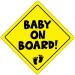 Baby On Board Sign for Car | Micro-Perforated Vinyl Car Stickers | Better then Suction | Easy To Apply & Remove | Ultra Durable Weatherproof | 5" x 5" | Baby Feet (2)