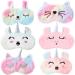6 Pcs Cute Animal Sleep Mask Soft Plush Blindfold Gradient Cat Unicorn Rabbit Eye Mask Funny Sleepover Stuff Elastic Rainbow Color Eye Cover for Women Girls Kids Travel Night Sleeping Games Eye Shade