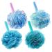 Shower Puff Loofah 4 Pcs Extra Large Bath Sponge with Mesh Build - Body Scrubber for Exfoliate and Cleaning 75g/PCS Multicolor
