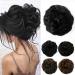 JJstar Messy Hair Bun Curly Wavy Hair Scrunchies Accessories Pieces for Women Girls Synthetic Hair Chignons (Jet Black)