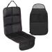 LIHAO 2PCS Universal Car Seat Mat Cover Leather Car Seat Protector with Car Seat Organizer Waterproof (Black)