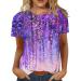 Women's Summer Floral Printed Short Sleeve Top - Purple - X-Large | Comfy Casual Blouse T-Shirt - Buy Online on GoSupps.com