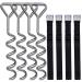 Uekars Trampoline Stakes, Corkscrew Shape Trampoline Anchor kit Steel Spiral Stakes,Heavy Duty Trampoline Parts Tie Down Kit Ground Wind Stake with Belt Straps for Trampolines Tents Swing.- Set of 4