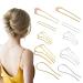 Qiuming 10 pieces Hair STCK CAMM METAL Side combat Hair fork Clip u Form hair comb to put metal hair feasts to stick gold insertion comb for women and girls (silver + gold)