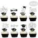 Graduation Cupcake Toppers 2022 Silver Glitter Class of 2022 Cupcake Toppers Supplies Class of 2022 Congrats Grad Cap Diploma Cupcake Picks for Graduation Party Decorations 2022 Silver and Black - Buy Online on GoSupps.com