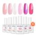Modelones Hema Free Pink Gel Nail Polish Set 6 Colors Hot Pink Tones Gittler Gel Polish Neon Pink White Nude Pink Nail Polish Soak Off Led Summer Nail Gel Polish Manicure Nail Art DIY Gifts White Pink