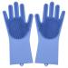 FINPAN Multi Functional Silicone Washing Gloves Kitchen Household Silicone Dishwashing Gloves Dishwashing Gloves BLUE