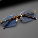GHARAZ Men Women Diamond Cut Edge Reading Glasses Rimless Crystal Readers (Color : Blue Size : 2.0+) 2.0+ Blue