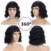 Pastel Wavy Black Bob Wig with Air Bangs | 12 Inch Short Wave Curly Wig | Heat Resistant Synthetic Shoulder Length Wig for Girls - Perfect for Parties, Costumes, and Daily Wear - Buy Online on GoSupps.com