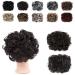 GIRLSHOW Combs Curly Hair Bun Synthetic Scrunchie Clip in Ponytail Extension Chignon Dish Tray Pony-tail Hairpieces (Dark Brown -#98)