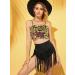 Verdusa Women's Black Fringe Tassel High Waisted Shorts - Medium Size - Buy Online on GoSupps.com