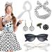 Polka Dot Headband - 1950s Headbands and Drop Earrings Set - Vintage Polka Dot Hair Bands with Chiffon Scarf Eye Glasses for Girls White One Size