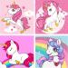 GemZono 4 Pack Paint by Numbers for Kids Colorful Unicorn DIY Oil Painting by Number Kits on Canvas for Kids Beginner Home Wall Decor Arts (7.8 x 7.8 inch/ 20 * 20 cm) GZ-12