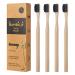Bamboo toothbrush 4 pieces natural bamboo toothbrush nano toothbrush 20 000 extra soft bristles bpa-free biodegradable bristles with bamboo charcoal for best cleanliness (black)