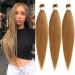 Leeven 3 Packs Blonde Pre Stretched Braiding Hair 26 Inch Yaki Braiding Hair Extensions for Box Braids Pre Stretched Braiding Hair Extensions Blonde EZ Braids /26 Inch 27# 26 Inch (Pack of 3) 27#
