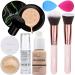 PHOERA Foundation ,Air Cushion CC Cream Natural Foundation, PHOERA Primer, PHOERA Powder, Kabuki Makeup Brushes Foundation Brush Powder Brush,2 Makeup Sponge (103 Warm peach + Natural CC )