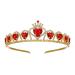 SWEETV Red Princess Tiara for Girls  Birthday Crown Gift for Kids  Crystal Heart Tiara Headband  Child Costume Headpiece Dress up Accessories for Cosplay Party Halloween
