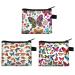 JKJF 3 pieces canvas mini zipper bags mini wallet bags small cosmetic bag for coins money cards headset keychain cosmetics - style 2 colorful