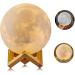 AGM 3D moon lamp 15cm 2 colors USB rechargeable touch lamp sensitive night light with wooden stand for bedrooms 5.9 inch