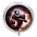 Round Pill Box American and Football Print 3 Compartment Medicine Pill Case Print Pill Organizer Decorative Metal Portable Pill Box Pocket Pill Box Style