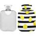 NAANLE Striped Lemon Heat Bottle - 1L Transparent Hot Water Bottle with Cover for Bed & Pain Relief - Ideal for Heat & Cold Therapy - Buy Online on GoSupps.com