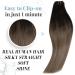 Runature Remy Clip-In Hair Extensions - Ombre Dark Brown to Ash Blonde - 120g 50cm - Real Human Hair 7Pcs - Buy Online on GoSupps.com