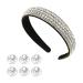 1 Piece Diamond Headband With 6 Pieces Pearl Hair Clips Diamond Headband Diamond Headband For Women Glitter Headband Gemstone Headband Crystal Diamond Hair Accessories