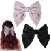 Dalababa Bow Hair Clips 2 Pcs Large Hair Bows Silky Satin Ribbon Hair Barrettes French Bowknot Hairpins Hair Accessories For Women Girls (Black & Pink) Black pink