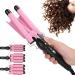 3 Barrel Curling Iron Wand - Adjustable Temperature Ceramic Hair Curler & Waver - 22mm Pink - International Shipping - Buy Online on GoSupps.com