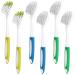 6 Pack Kitchen Scrub Brush Dish Brush with Long Handle & Built-in Scraper Cleaning Brush with Stiff Bristles Scrubber Brush for Pans Pots Kitchen Sink Cleaning(Blue/Green/Yellow)