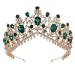 Yovic Baroque Wedding Crowns Rhinestone Bridal Crowns and Tiaras Crystal Bride Crown Prom Costume Party Hair Accessories for Women and Girls (Green)
