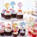 Honbay 24PCS Glitter Cupcake Toppers Creative Hot Air Balloon with Clouds Cake Toppers Fruit Dessert Picks Cake Decorations for Birthday Wedding Baby Shower Party (3 Color) - Buy Online on GoSupps.com