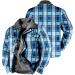 Hanxiulin Men's Fleece Plush Jacket - Warm Windproof Quilted Coat for Winter - Lightweight Thick Fluffy Zippered Trench in Blue - Buy Online on GoSupps.com