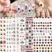Poker Nail Art Stickers Decals 3D Card Nail Art Supplies Fashion Playing Cards Designer Nail Sticker Red Heart Diamond Spades Geometric Letter Nail Designs Sticker for Acrylic Nails (8 Sheets)