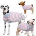 Kuoser Dog Curgery Recovery Suit striped op shirt for pets dogs cats protective vest for belly/skin diseases replacement e-neck band & cone puppy prevents licking body xs blue